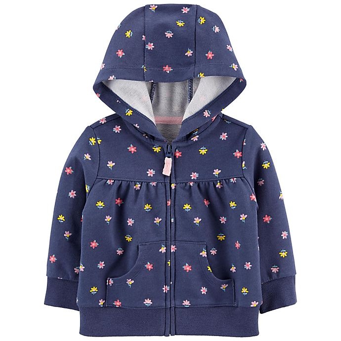 slide 1 of 1, carter's Floral Zip-Up French Terry Hoodie, 1 ct