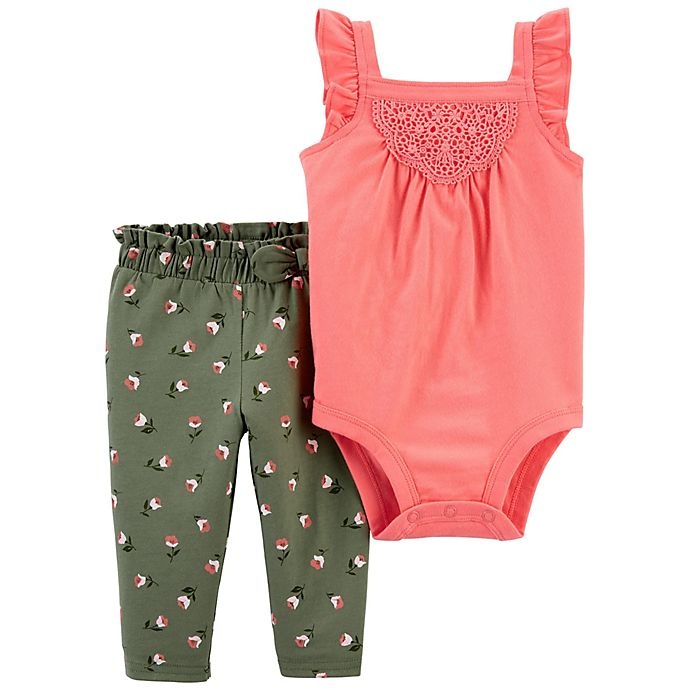 slide 1 of 1, carter's Newborn Tank Bodysuit and Floral Pant Set - Pink/Green, 2 ct