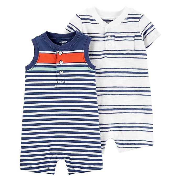 slide 1 of 1, Carter's Striped Rompers, 2 ct