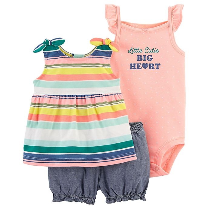 slide 1 of 1, Carter's Newborn Striped Little Cutie Bodysuit, Top, and Short Set, 3 ct