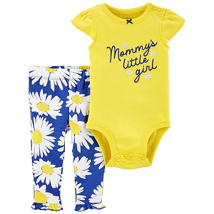 slide 1 of 1, carter'sNewborn Mommy's Little Girl" Bodysuit and Pant Set - Yellow/Blue", 1 ct