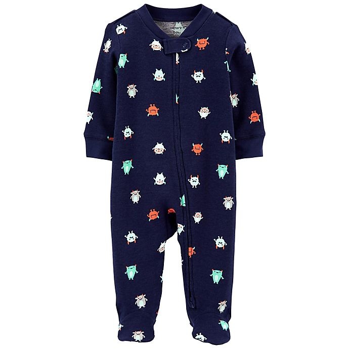 slide 1 of 1, Carter's Newborn Monsters Zip-Up Sleep & Play Footie - Navy, 1 ct