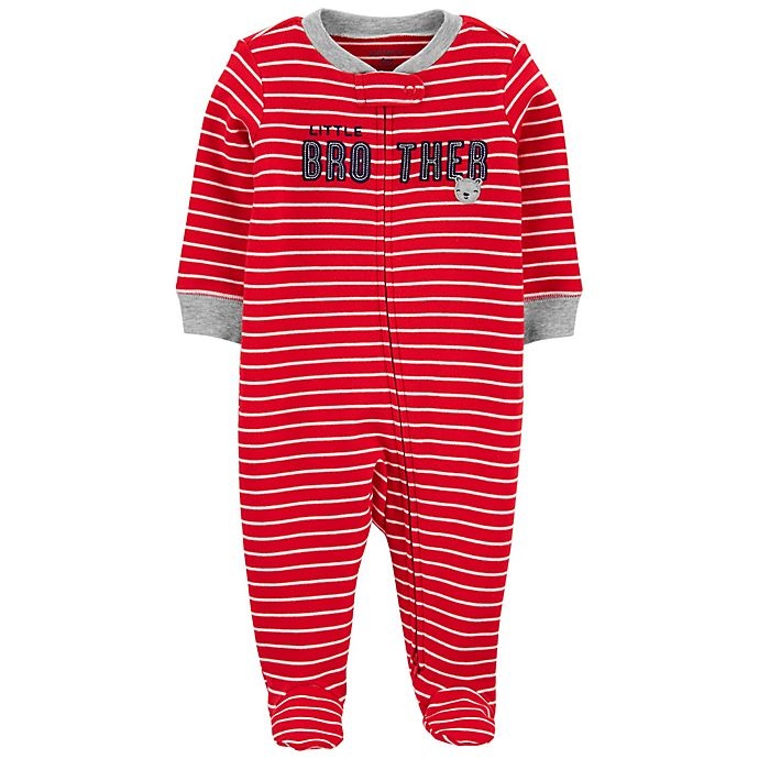 slide 1 of 1, Carter's Newborn Little Brother 2-Way Zip Sleep & Play - Red Stripe, 1 ct