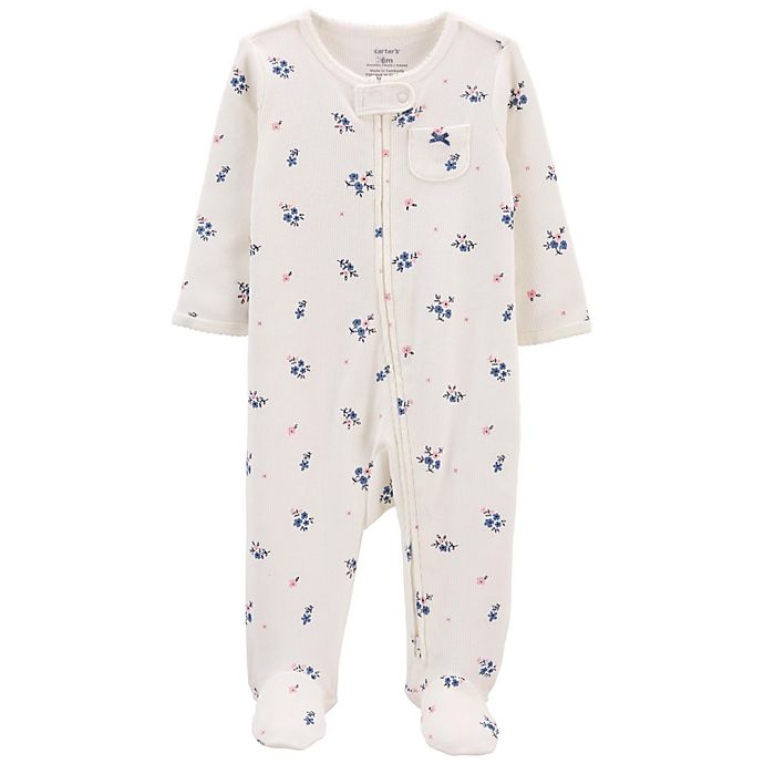 slide 1 of 1, Carter's Preemie Floral 2-Way Zip Cotton Sleep & Play with Front Pocket - Blush, 1 ct