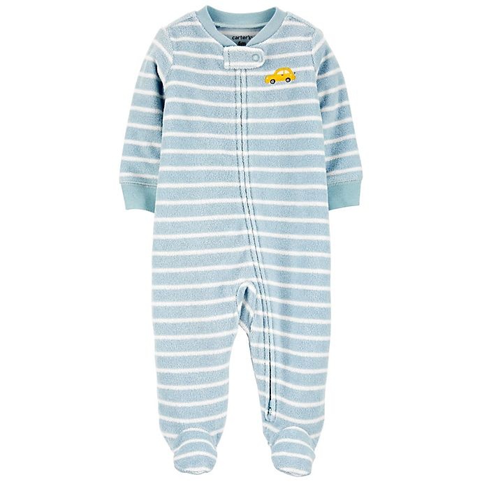 slide 1 of 1, Carter's Newborn Car Striped Zip-Up Terry Sleep & Play Footie - Grey/Yellow, 1 ct