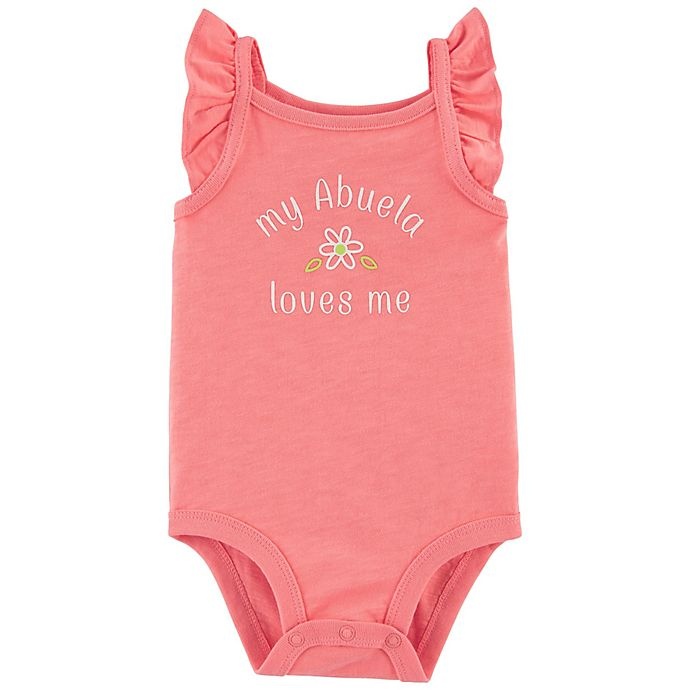 slide 1 of 1, Carter's Newborn Abuela Loves Me Flutter Sleeve Bodysuit - Coral, 1 ct