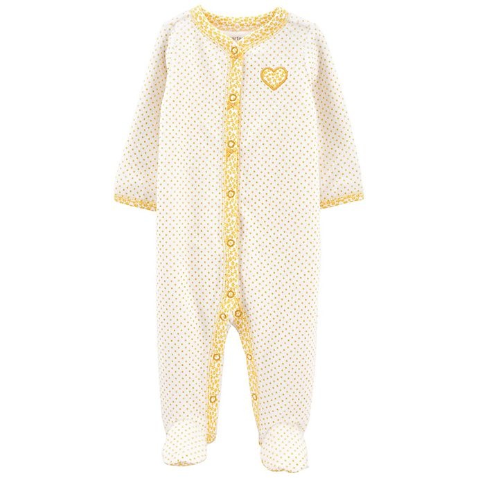 slide 1 of 1, Carter's Newborn Heart Snap-Up Cotton Sleep & Play - Cream/Gold, 1 ct