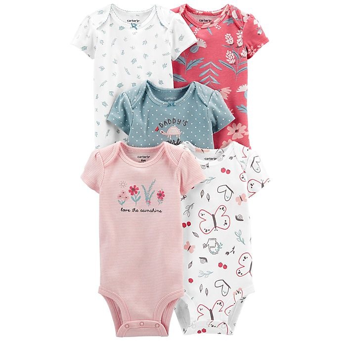 slide 1 of 1, Carter's Newborn Floral Bodysuits, 5 ct