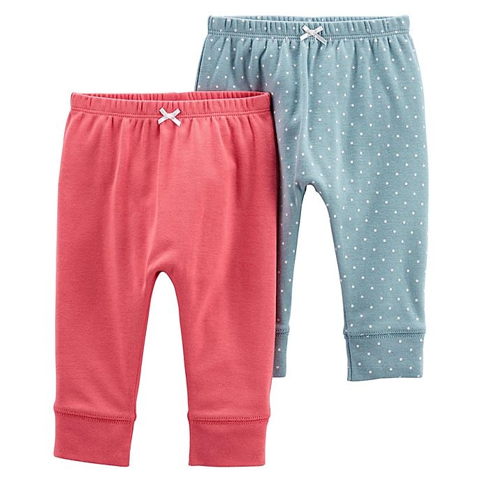 slide 1 of 1, Carter's Preemie Pull-On Pants - Green/Coral, 2 ct