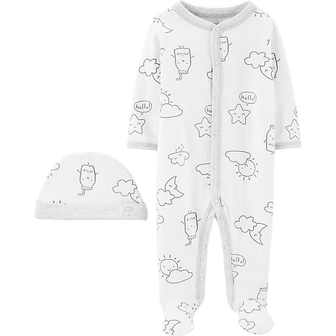 slide 1 of 1, Carter's Preemie Sleep N' Play and Cap Set - White, 2 ct