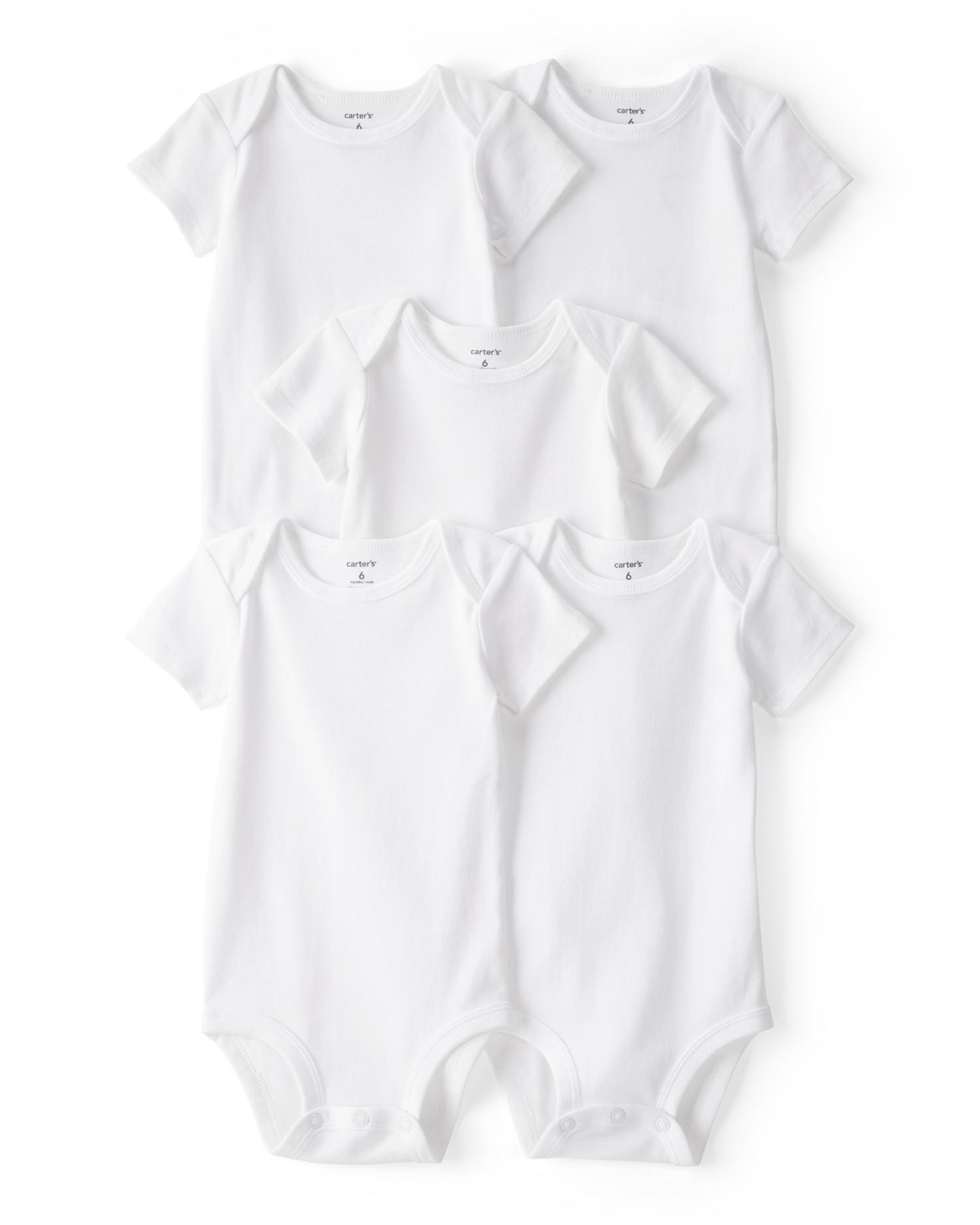 slide 1 of 1, Carters Carter's Baby 5-Pack Short-Sleeve Bodysuits, 12m, White, 12m