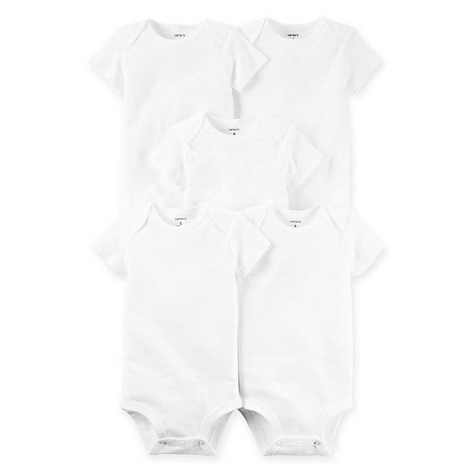 slide 1 of 1, Carter's Preemie Short Sleeve Bodysuits - White, 5 ct