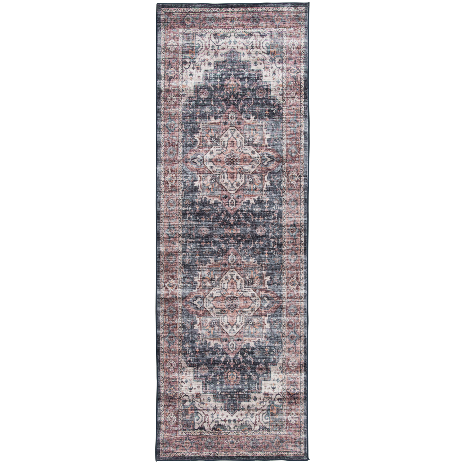 slide 1 of 2, Rugease Velveteen Adrianna Medallion 2x6 Washable Runner, 1 ct