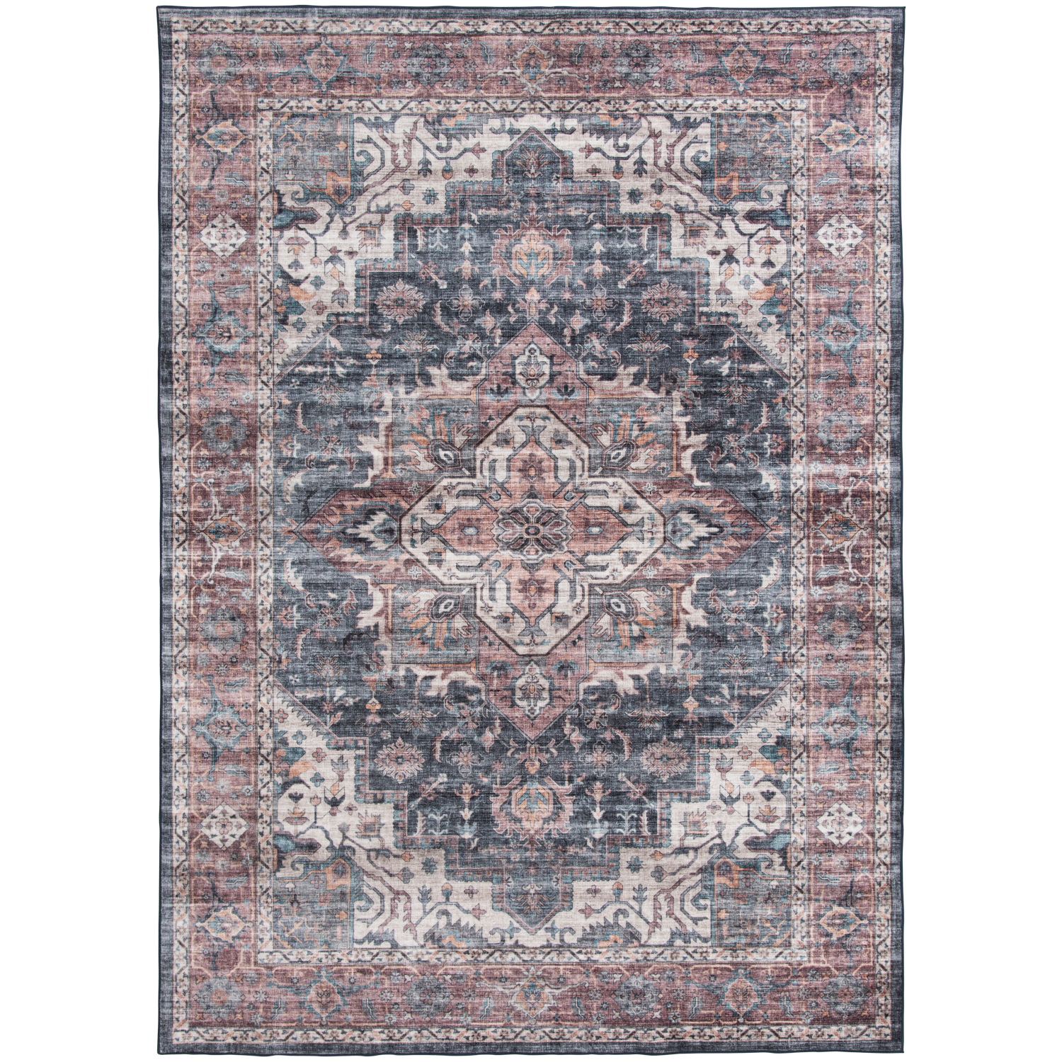 slide 1 of 2, Rugease Velveteen Adrianna Medallion 5x7 Washable Area Rug, 1 ct