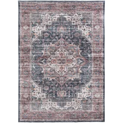 Rugease Velveteen Adrianna Medallion 5x7 Washable Area Rug