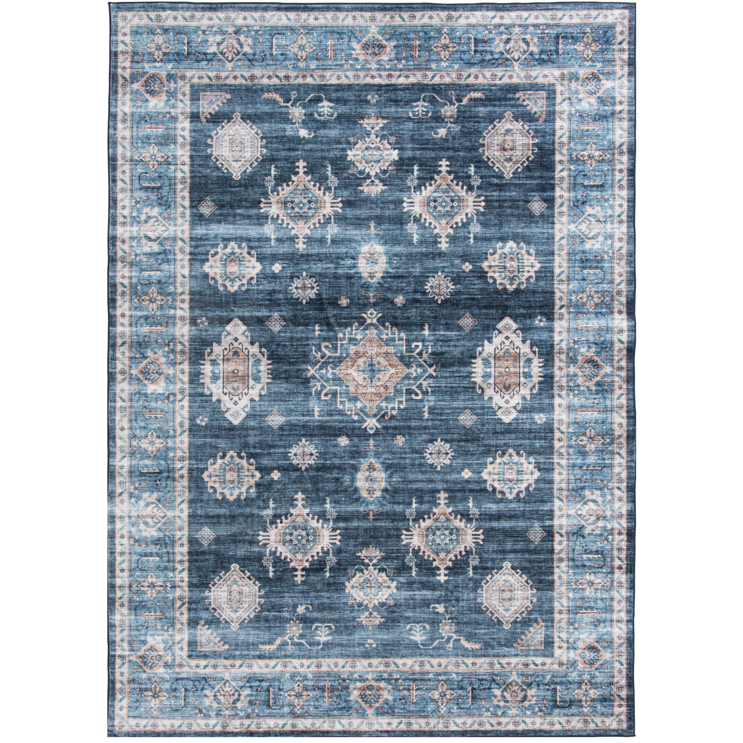 slide 1 of 2, Rugease Velveteen Kieran Navy 5x7 Washable Area Rug, 1 ct