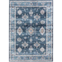 Rugease Velveteen Kieran Navy 5x7 Washable Area Rug
