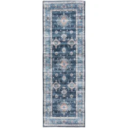 Rugease Velveteen Kieran Navy 2x6 Washable Runner