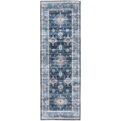 Rugease Velveteen Kieran Navy 2x6 Washable Runner