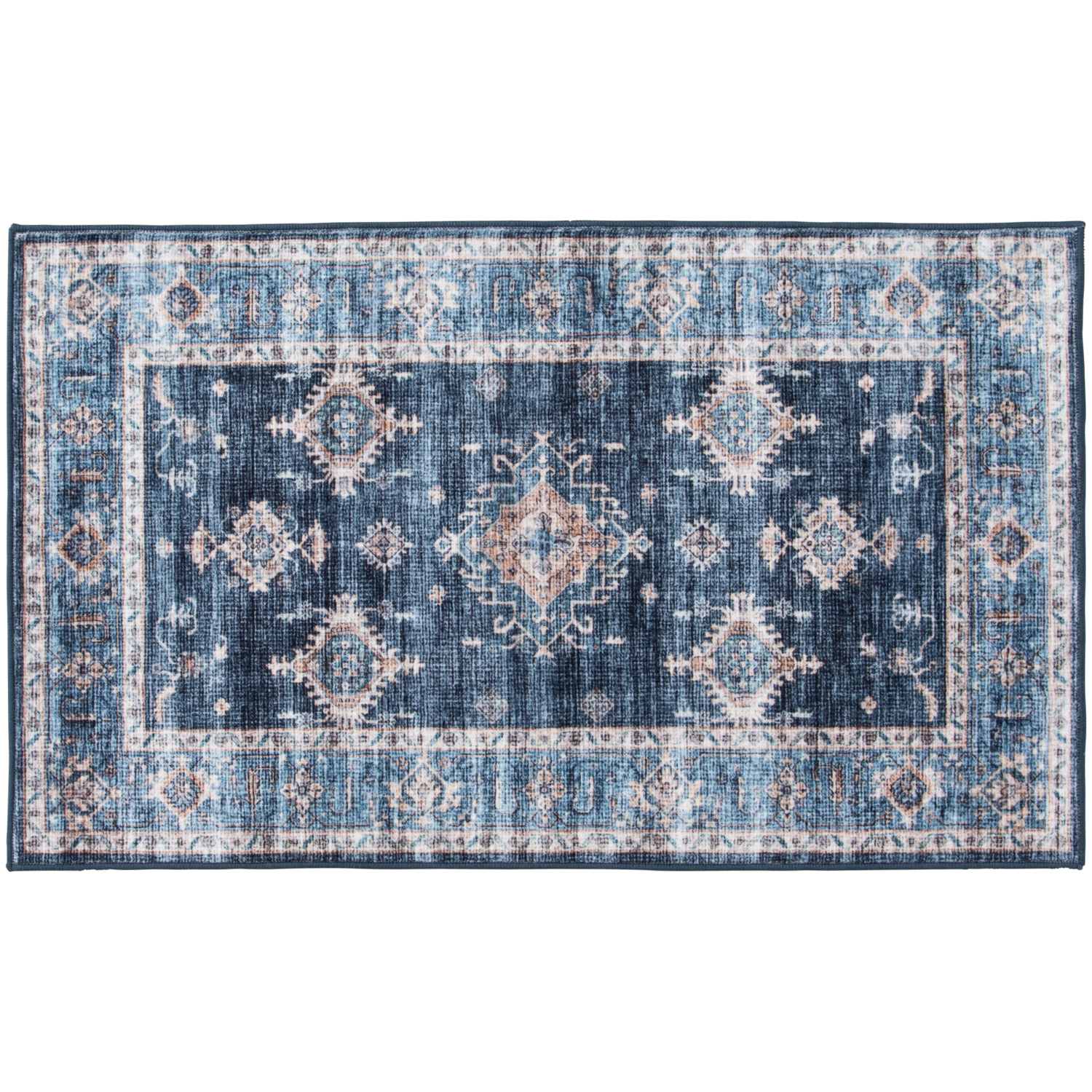 slide 1 of 2, Rugease Velveteen Kieran Navy 20x34 Washable Accent Rug, 1 ct
