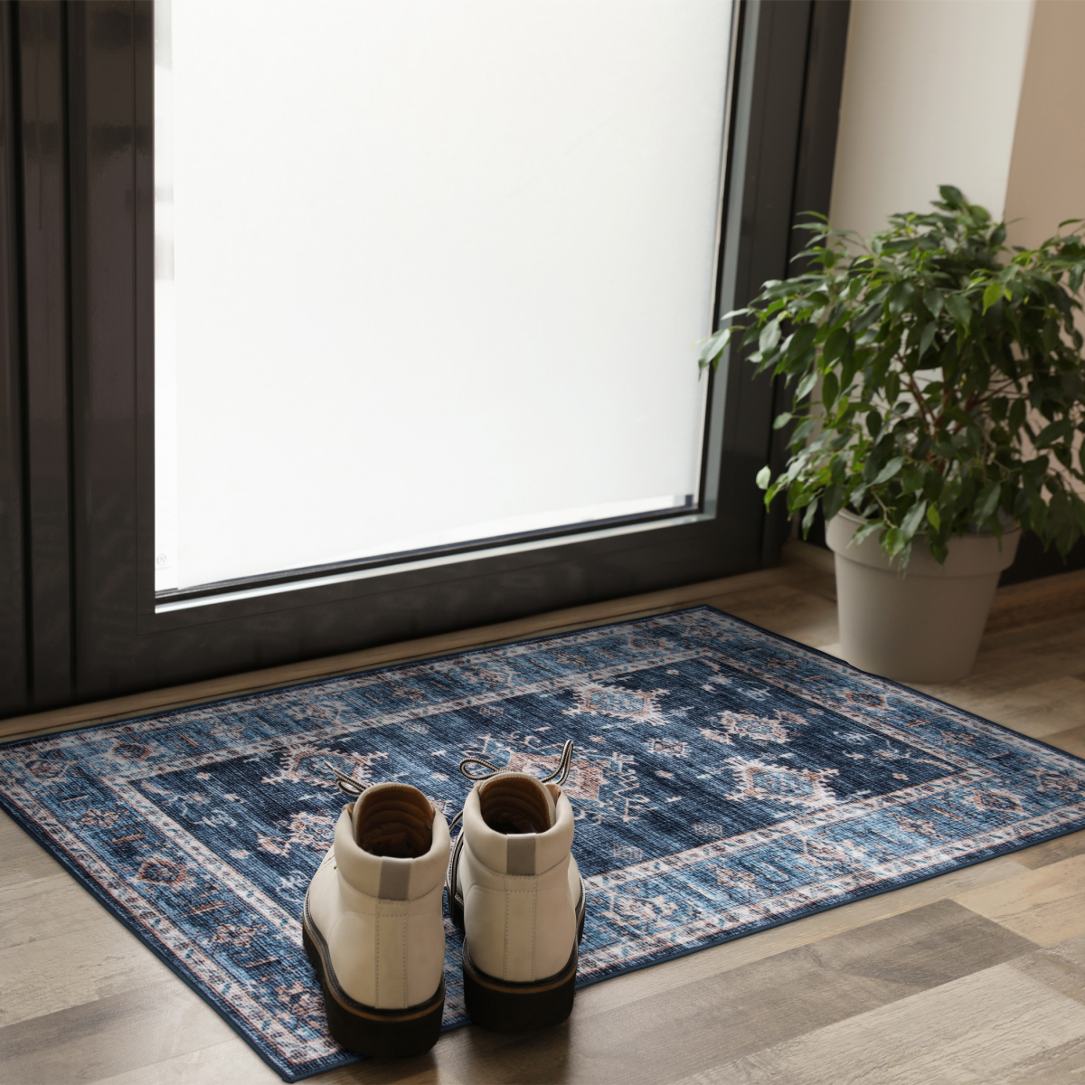 slide 2 of 2, Rugease Velveteen Kieran Navy 30x46 Washable Accent Rug, 1 ct