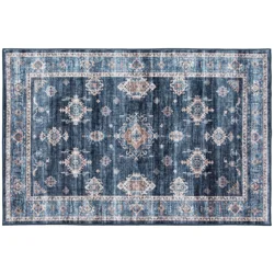 Rugease Velveteen Kieran Navy 30x46 Washable Accent Rug