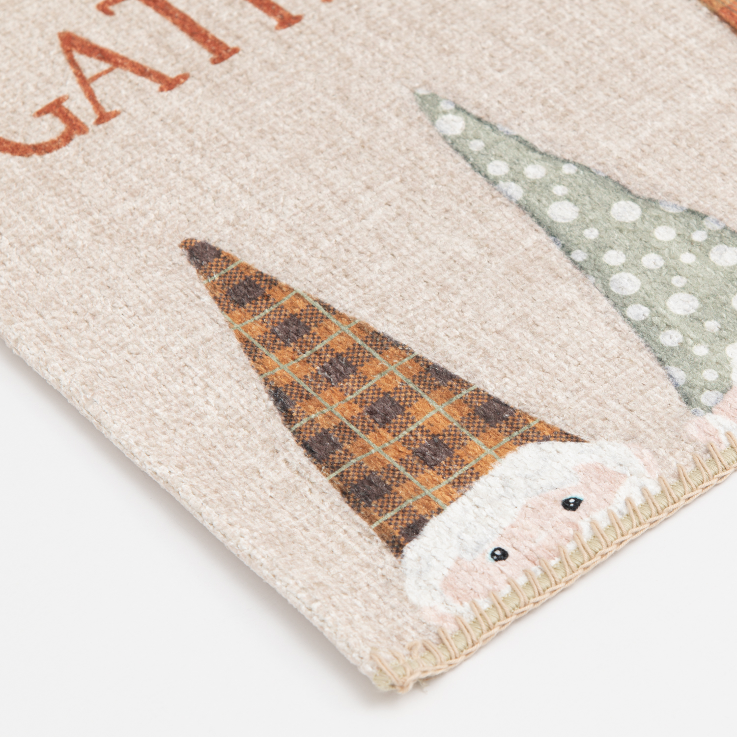 slide 5 of 6, Natco Home Chenille Whipstitch, Gather Together Gnomes, 18 in x 30 in, Rust/Olive, 1 ct