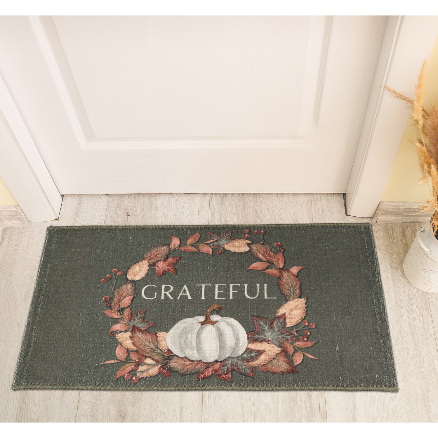 slide 5 of 6, Natco Home, Chenille Whipstitch Grateful Fall Leaves Wreath S, 18 in x 30 in, Multi, 1 ct