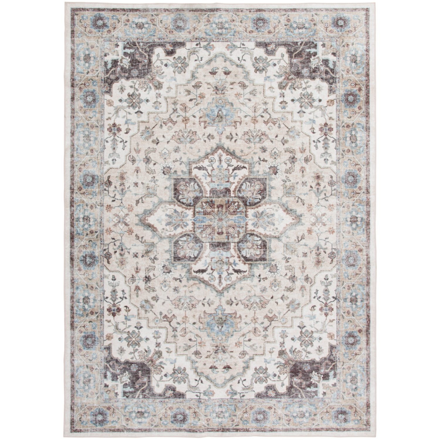 slide 1 of 5, Rugease Medallion Area Rug, 5 ft x 7 ft, Green, 5 ft, 7 ft