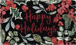 Firewood & Fir Glitz Happy Holiday's Accent Rug, 18 In X 30 In, Black