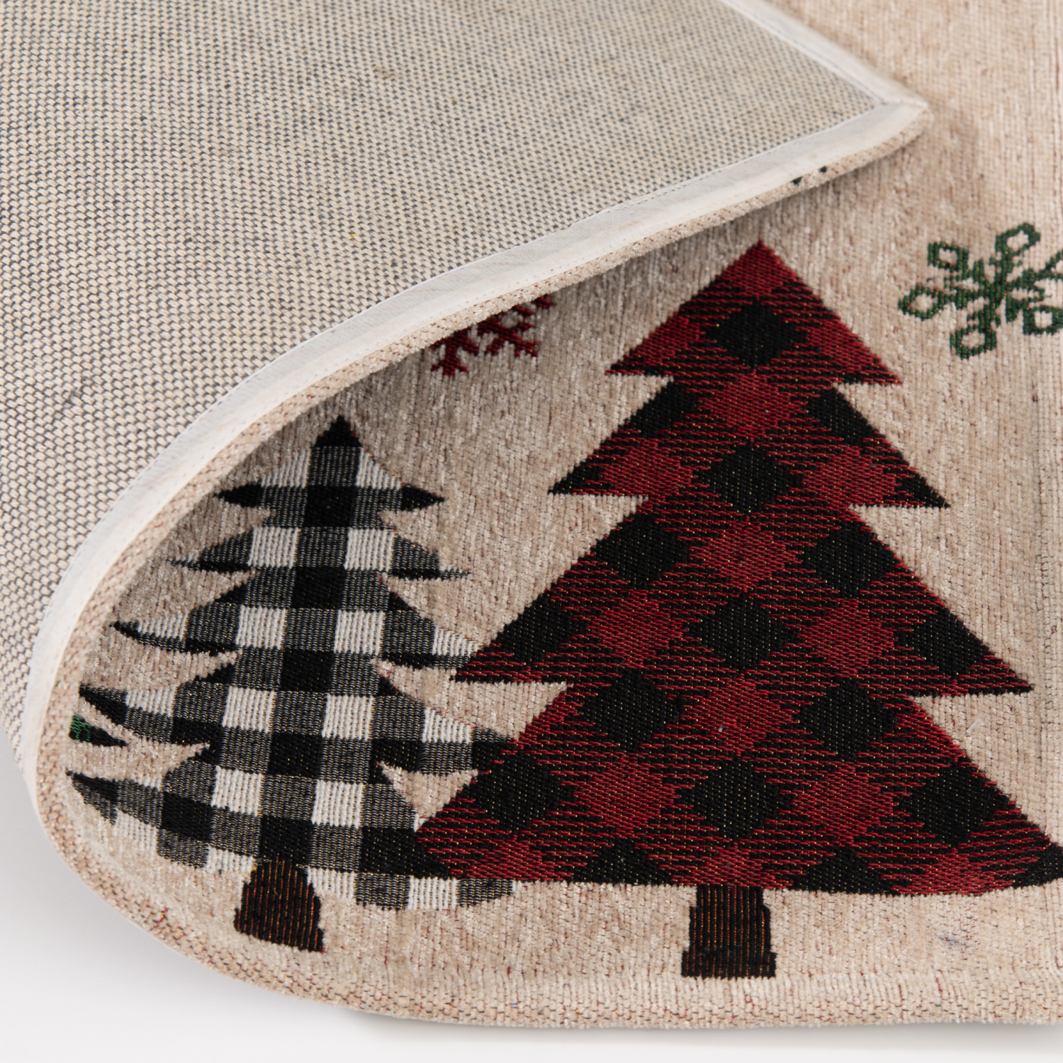 slide 2 of 6, Firewood & Fir Glitz Welcome Plaid Trees Accent Rug, 18 in x 30 in, Natural, 1 ct