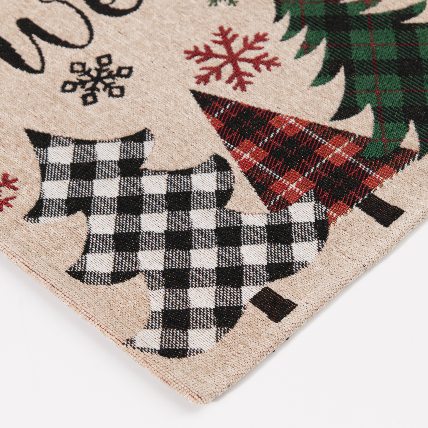 slide 4 of 6, Firewood & Fir Glitz Welcome Plaid Trees Accent Rug, 18 in x 30 in, Natural, 1 ct