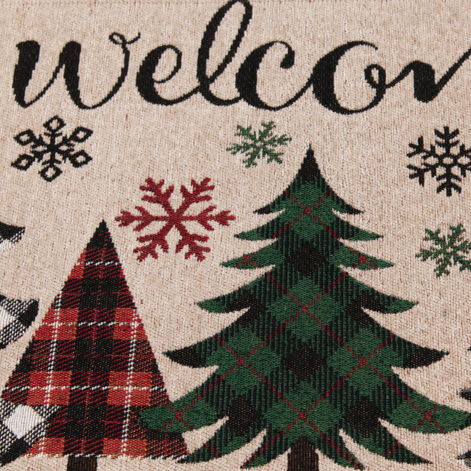 slide 5 of 6, Firewood & Fir Glitz Welcome Plaid Trees Accent Rug, 18 in x 30 in, Natural, 1 ct