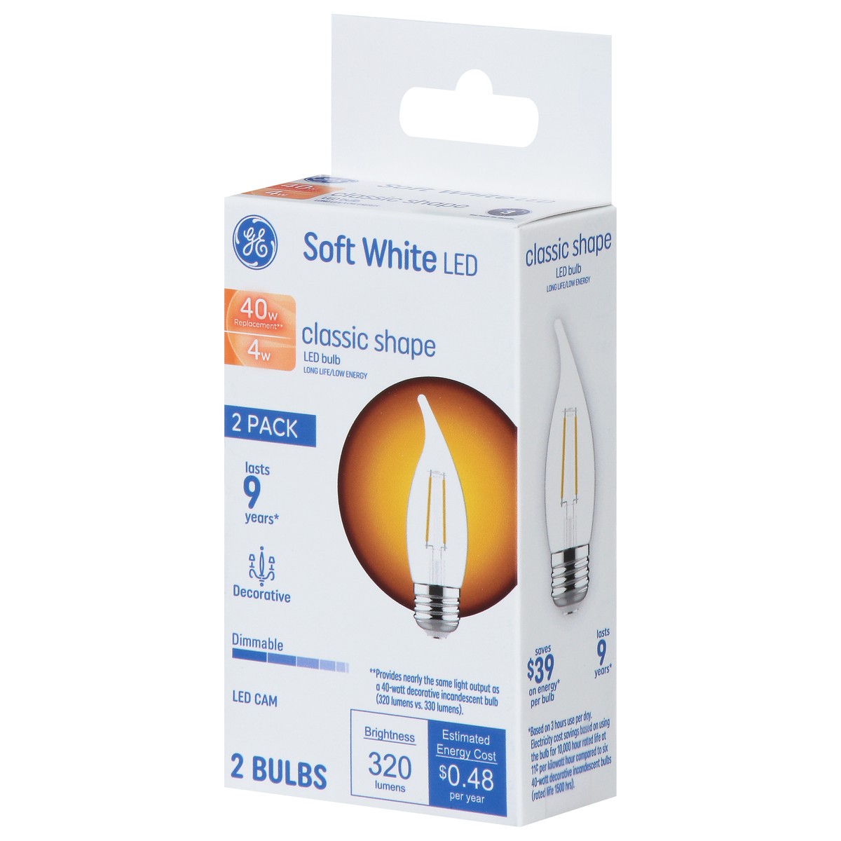 slide 8 of 9, GE Classic Shape 4 Watts Soft White LED Light Bulbs 2 ea, 2 ct