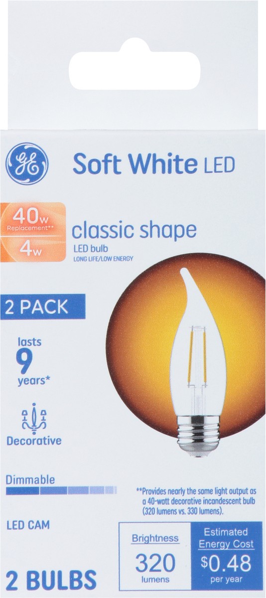 slide 6 of 9, GE Classic Shape 4 Watts Soft White LED Light Bulbs 2 ea, 2 ct