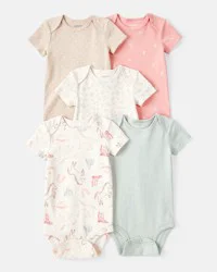 Carter's Baby Girl 5-Pack Cowgirl Print Cotton Multipack Bodysuits - White/Blue/Pink Multi NB