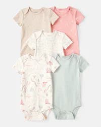 Carter's Baby Girl 5-Pack Cowgirl Print Cotton Multipack Bodysuits - White/Blue/Pink Multi NB