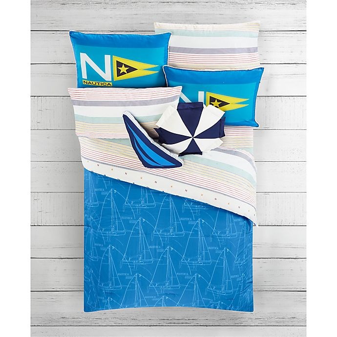 slide 2 of 2, Nautica Sailboat Coastal Kid's Striped Multicolor Full Sheet Set, 1 ct