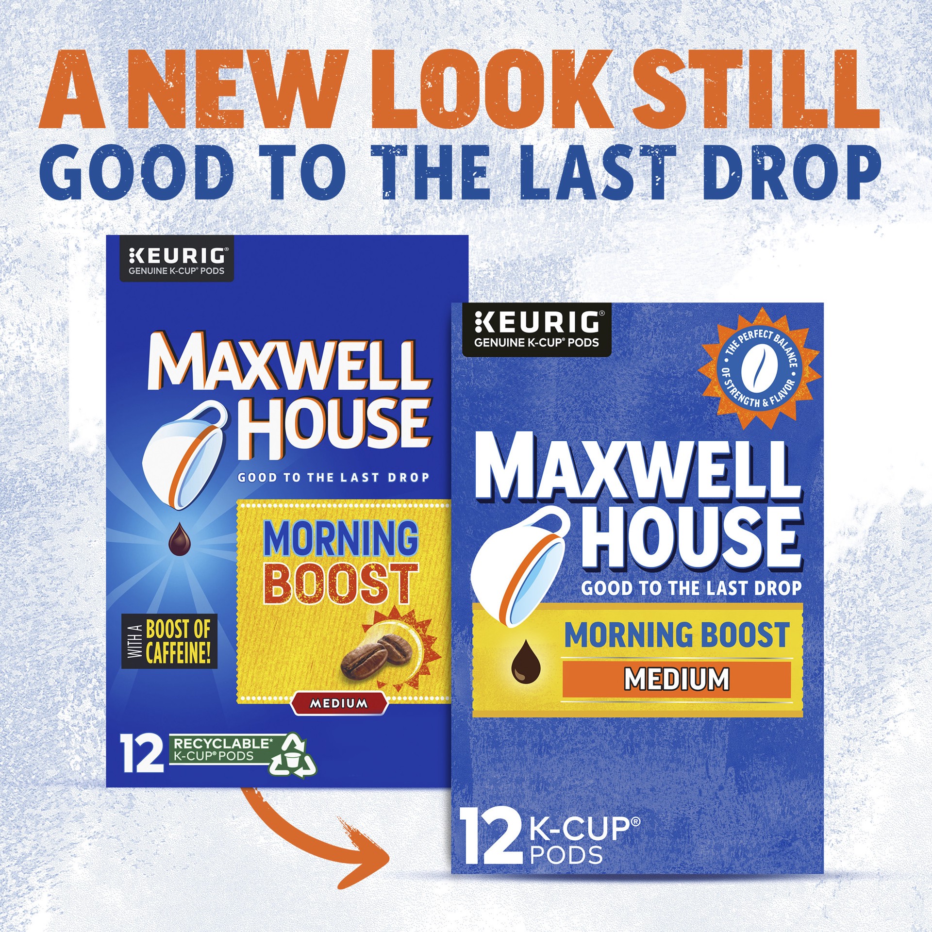 slide 2 of 4, Maxwell House Morning Boost Medium Roast K-Cup Coffee Pods with a Boost of Caffeine, 12 ct Box, 12 ct