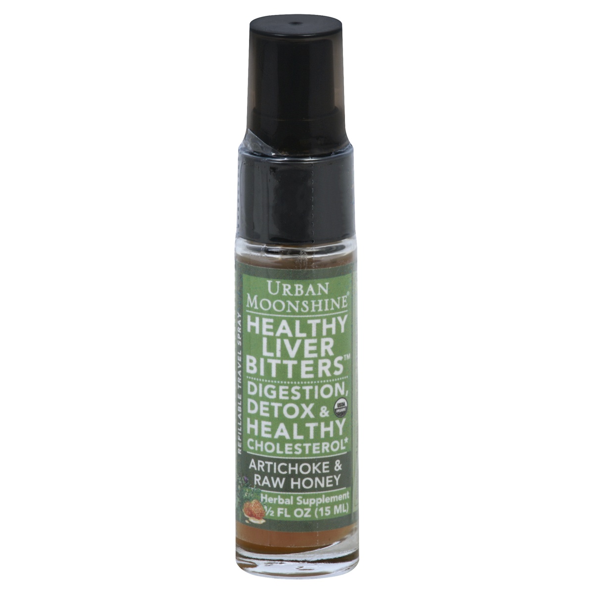 slide 1 of 1, Urban Moonshine Healthy Liver Bitters Artichoke & Raw Honey, 0.5 oz