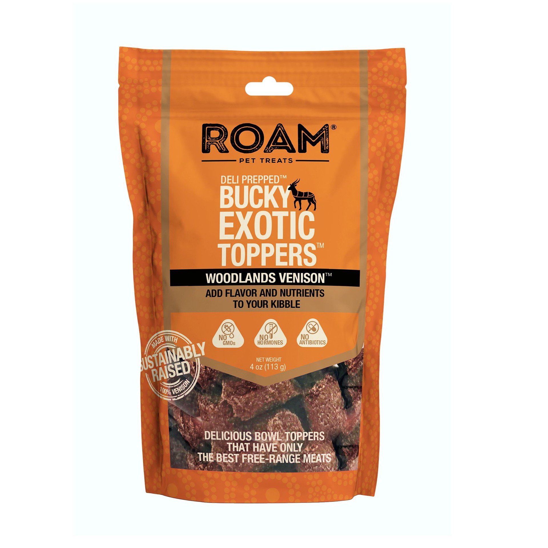 slide 1 of 1, ROAM Bucky Exotic Toppers Dog Food Meal Topper Venison - 4 oz, 4 oz
