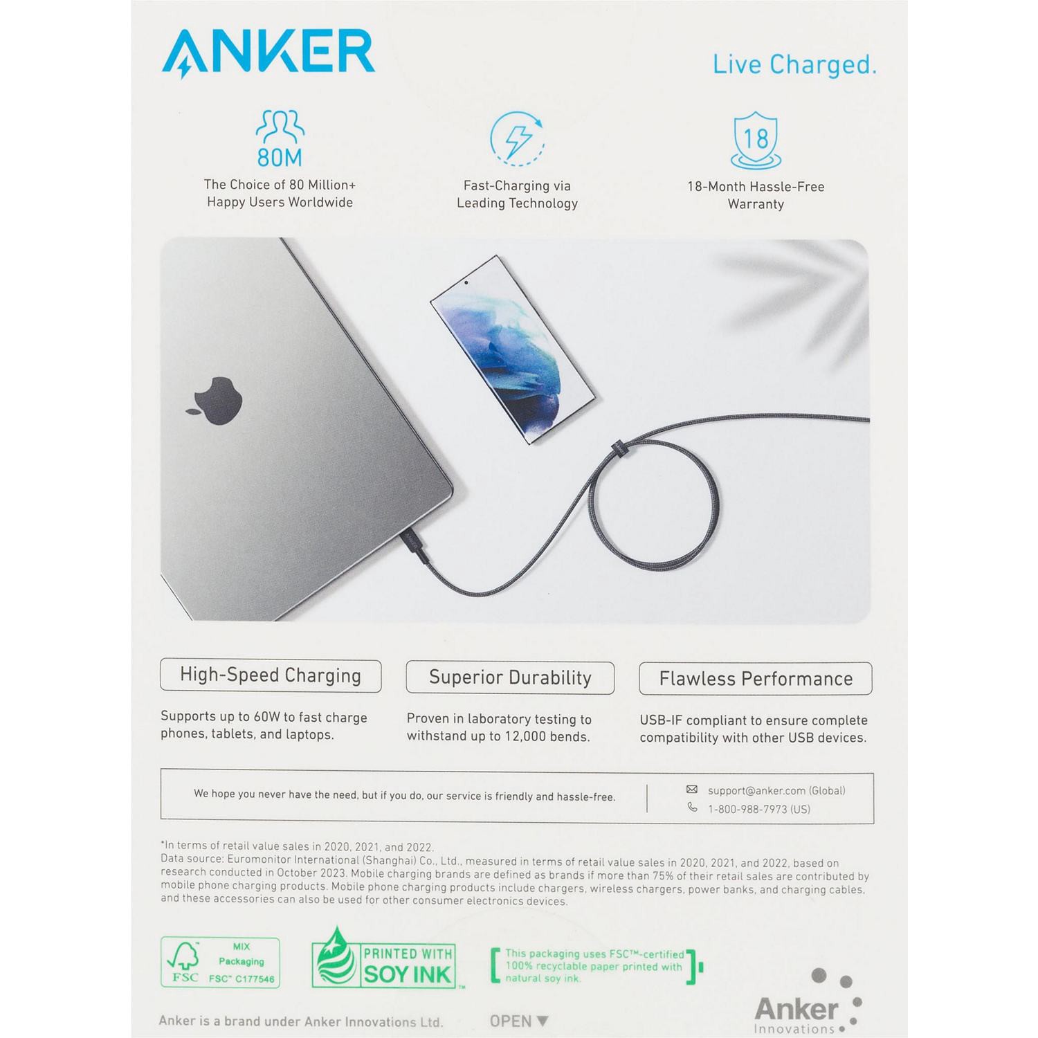 slide 2 of 6, CVS Anker 322 Usb-C To Usb-C Cable (6ft Braided) Special, 1 ct