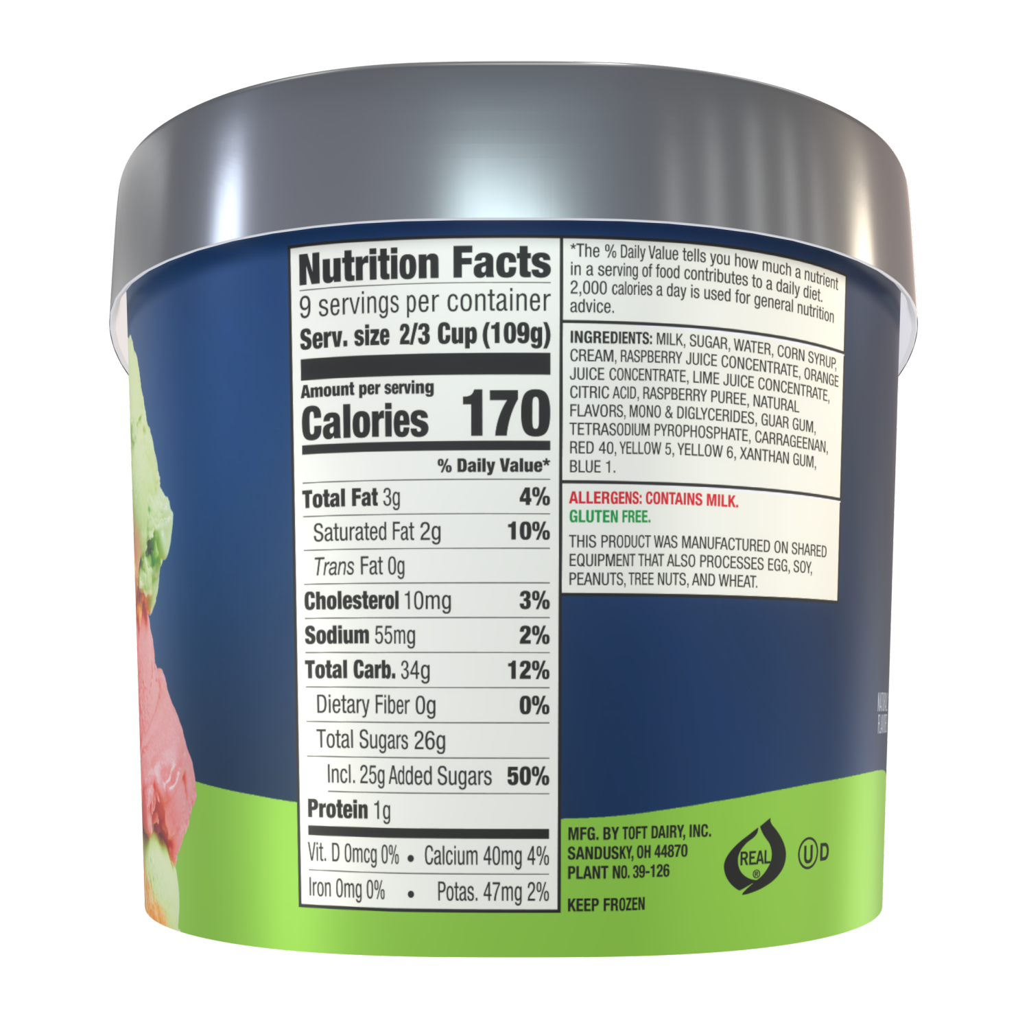 slide 3 of 4, Tofts Toft Rainbow Sherbet, 48 oz