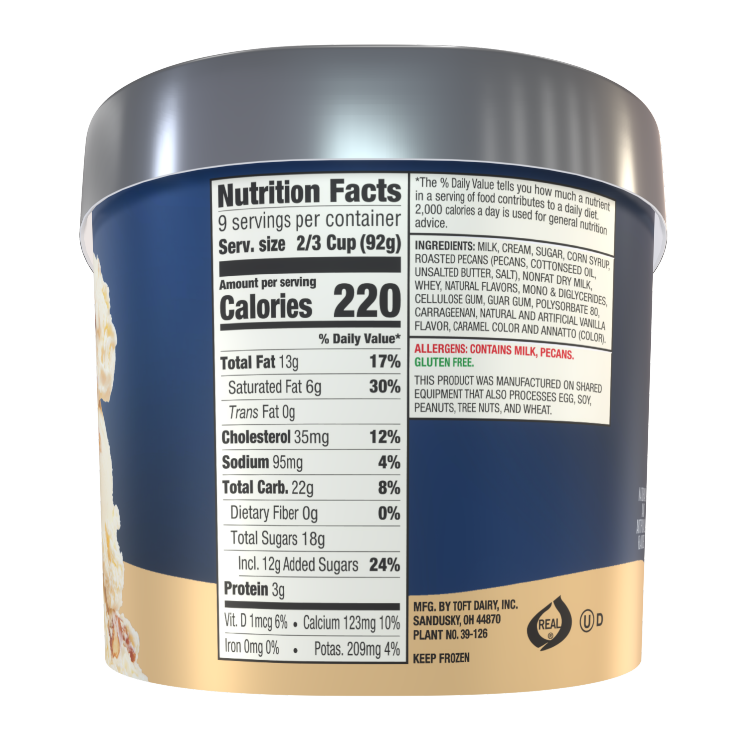 slide 3 of 4, Tofts Toft's Ice Cream, Butter Pecan, 64 oz