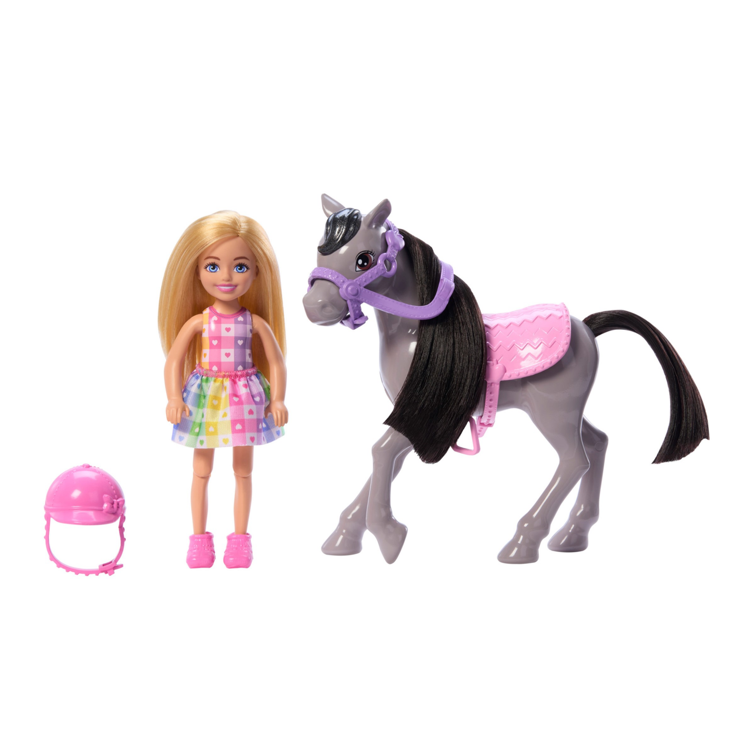 slide 2 of 6, Barbie Chelsea Doll & Horse Toy Set, Includes Helmet Accessory, Doll Bends at Knees to "Ride" Pony, 1 ct