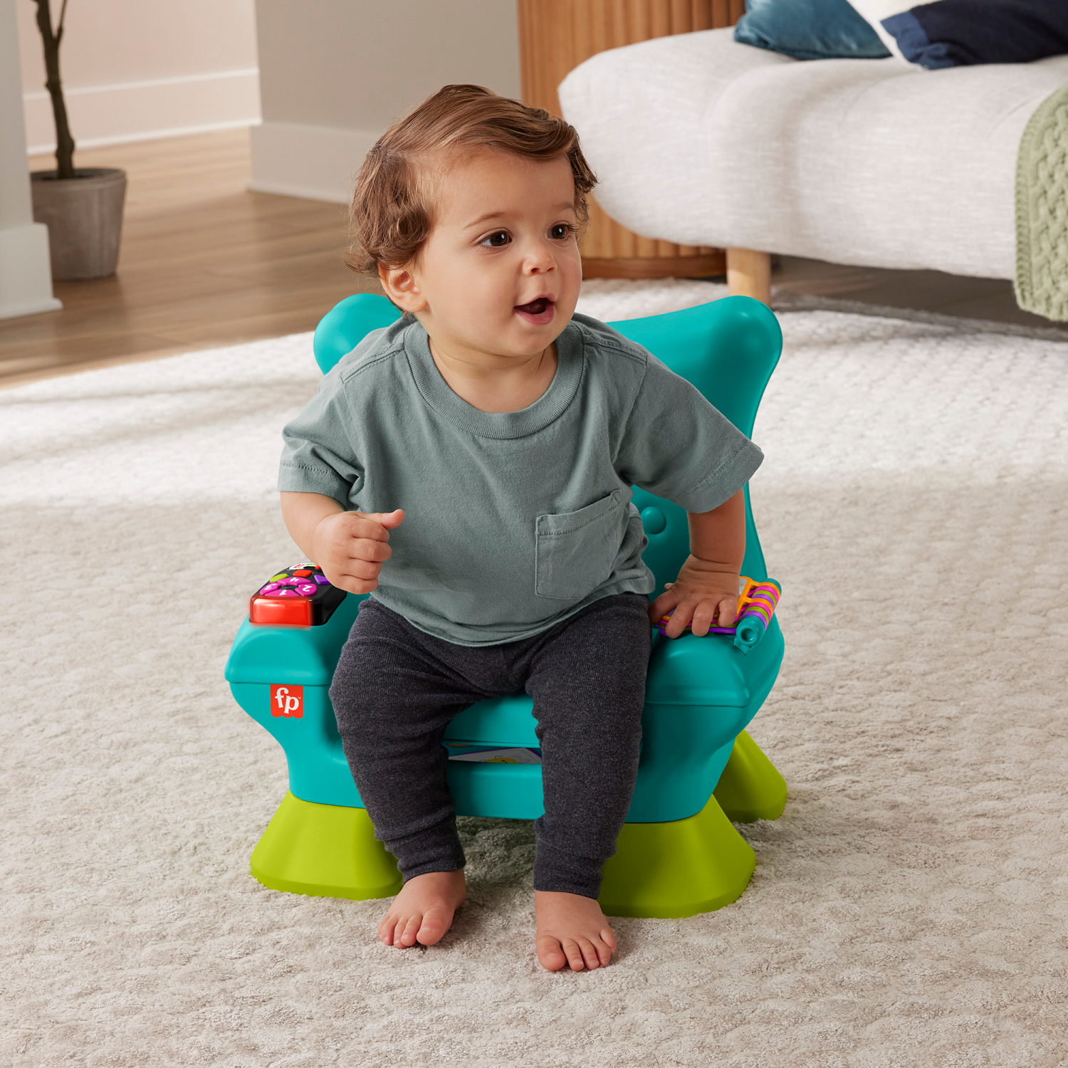 slide 4 of 4, Fisher-Price Laugh & Learn Smart Stages Chair Electronic Learning Toy for Toddlers - Teal, 1 ct