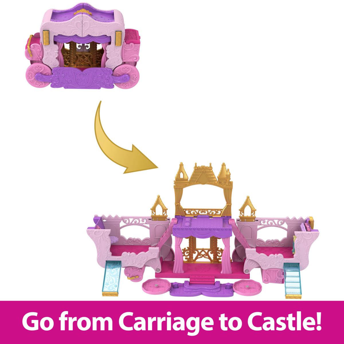 slide 5 of 7, Disney Princess Carriage to Castle 2-in-1 Playset, 1 ct