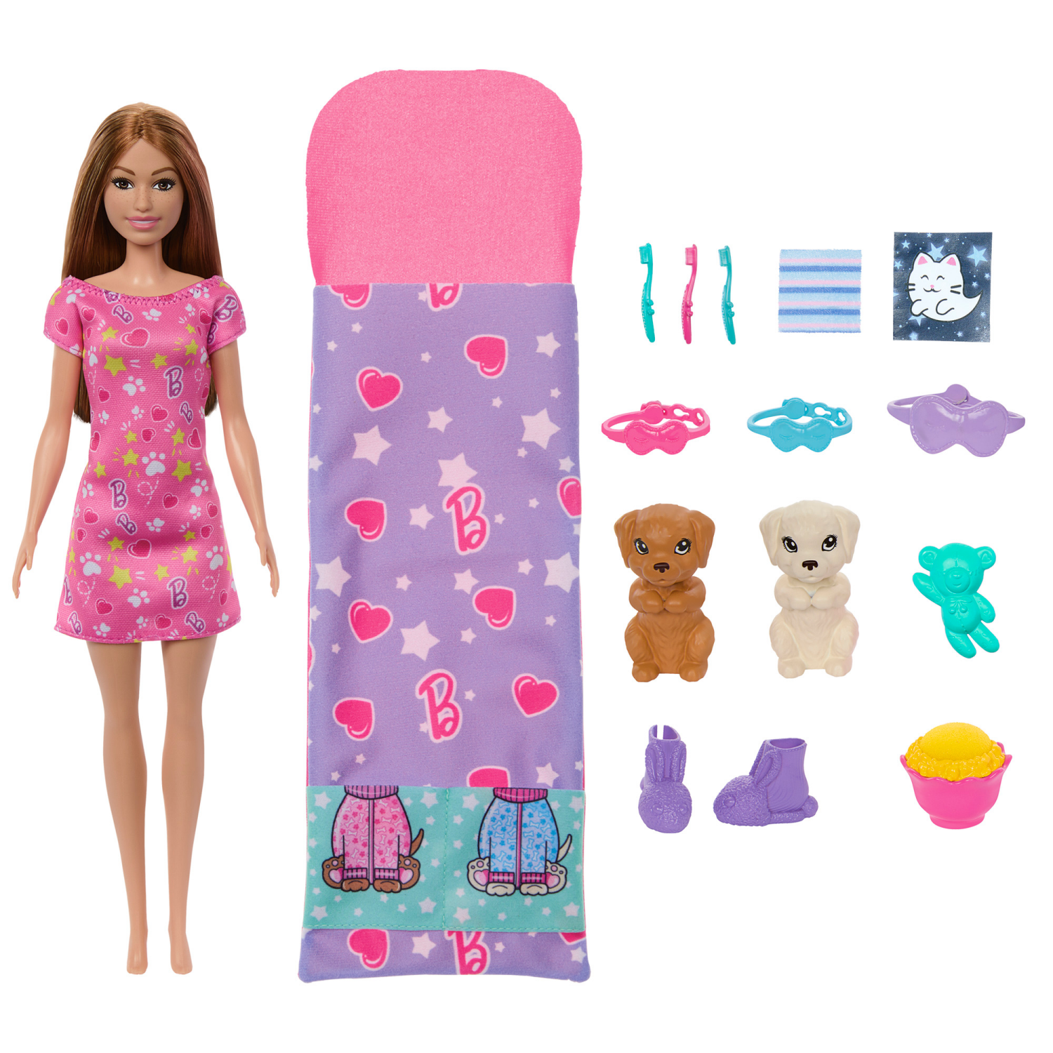 slide 2 of 5, Barbie MATTEL GAMES Barbie Doll Puppy Slumber Party Playset, 1 ct