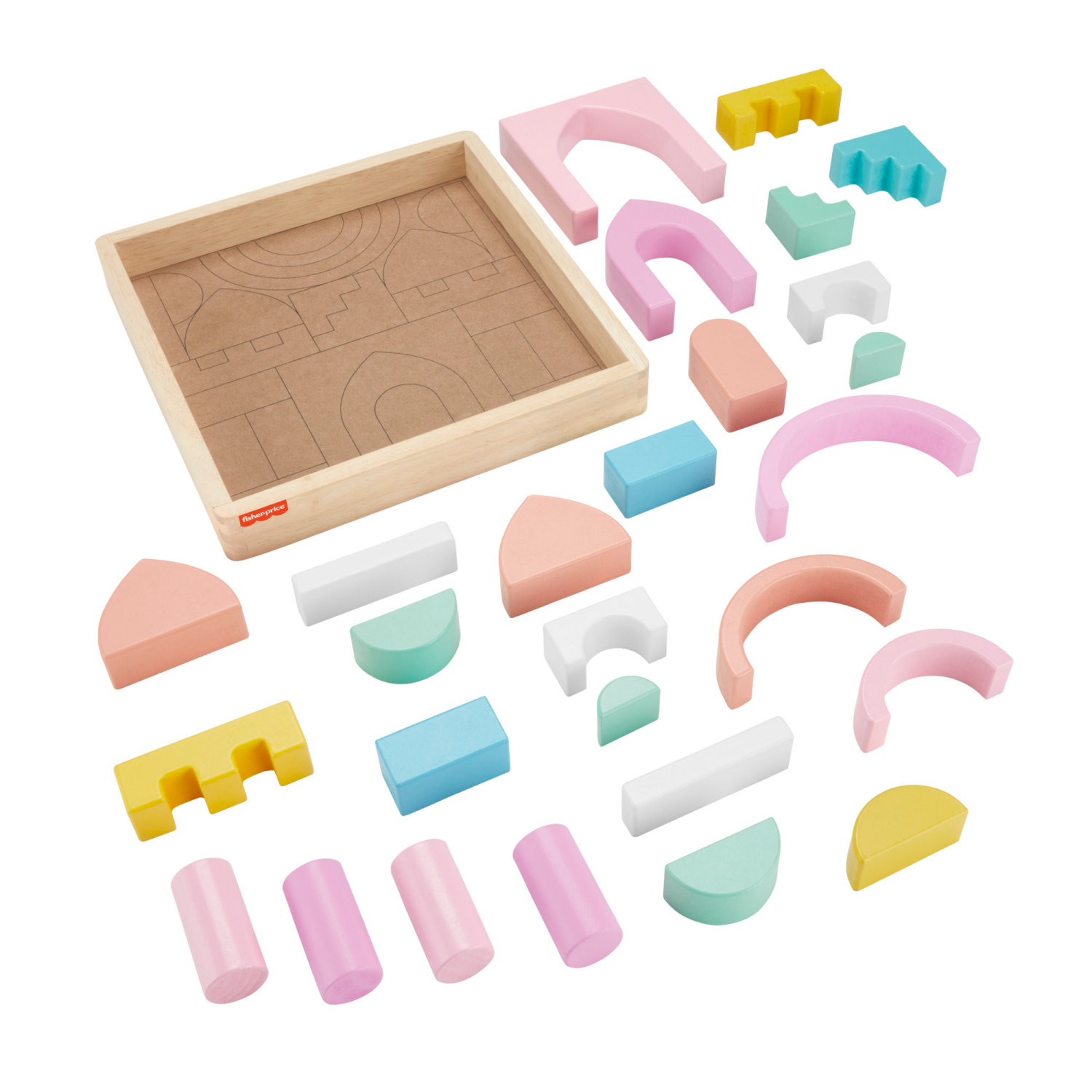 slide 4 of 5, Fisher-Price Fisher-Price Wooden Castle Block Set Toddler Stacking Toy, 28 Wood Pieces, 1 ct