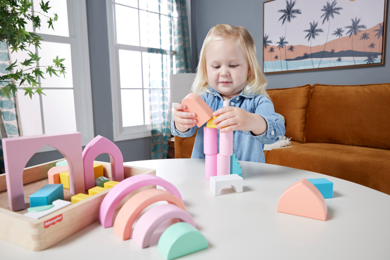 slide 5 of 5, Fisher-Price Fisher-Price Wooden Castle Block Set Toddler Stacking Toy, 28 Wood Pieces, 1 ct